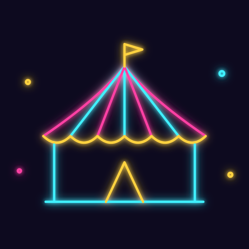 Learning Circus Studios neon circus tent logo